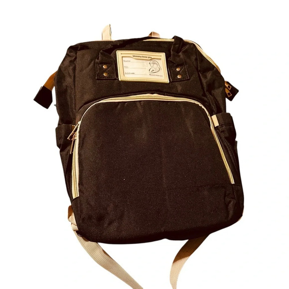 Mommy love You black diaper bag backpack with changing station, new no tags - Picture 1 of 5